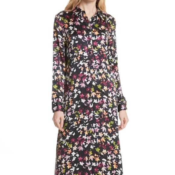 Equipment Floral Silk Button Sleeve Maxi Dress sz - Picture 3 of 8